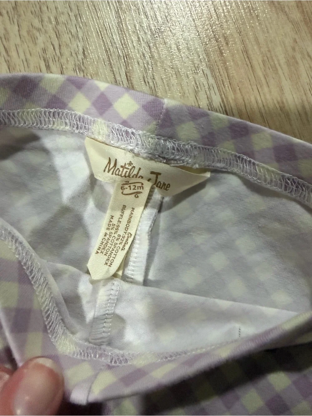 Matilda Jane Lavender and Cream Gingham Leggings